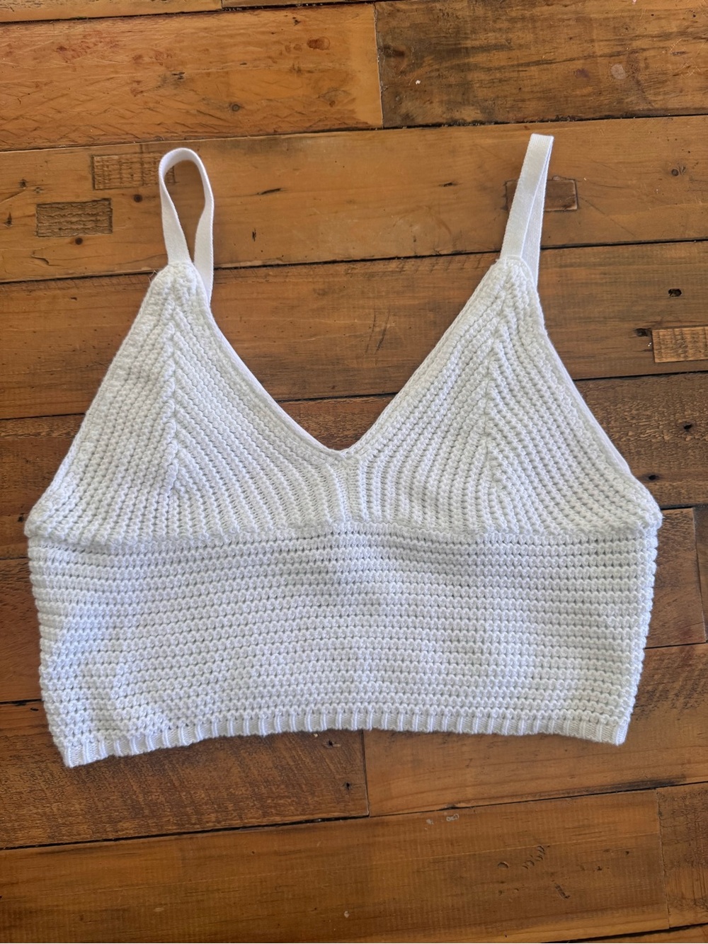 Hollister White Knit Cropped Bralette